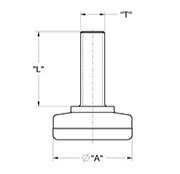 drawing of 1 inch Non-Swivel Heavy Duty Hank Adjustable Glide