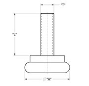 drawing of Adjustabel Glides with Metal Base 1-1/16 inch diameter base