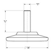 drawing of Non-Swivel Low Profile Adjustable Glide